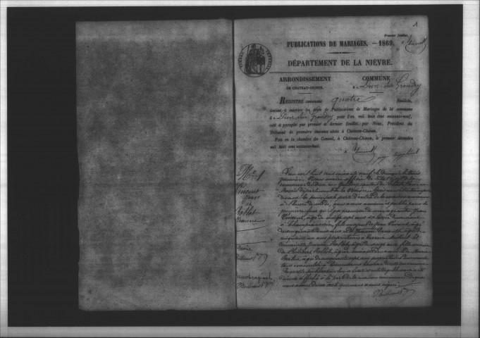 Dun-sur-Grandry : actes d'état civil.