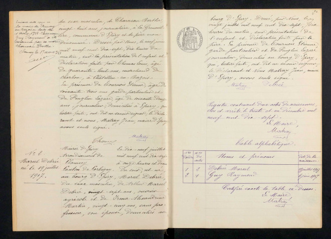 Epiry : actes d'état civil.