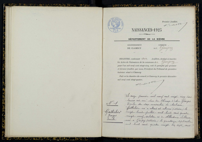Guipy : actes d'état civil.