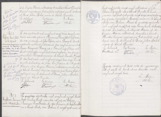 Saint-Quentin-sur-Nohain : actes d'état civil.