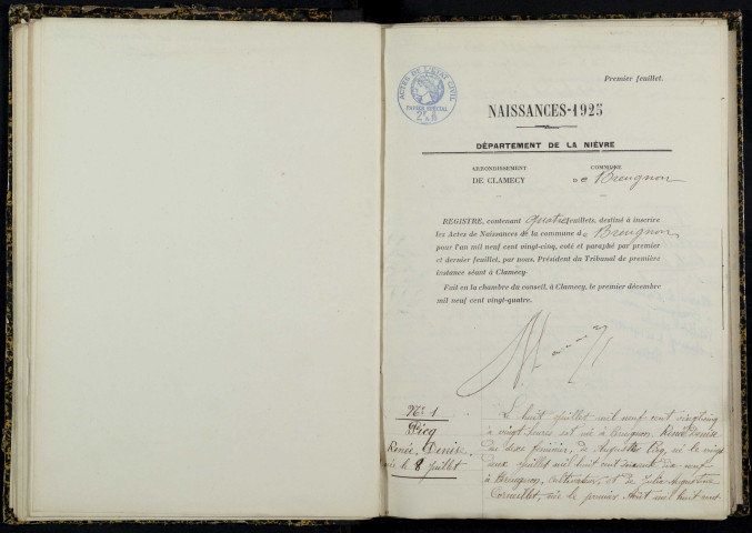 Breugnon : actes d'état civil.