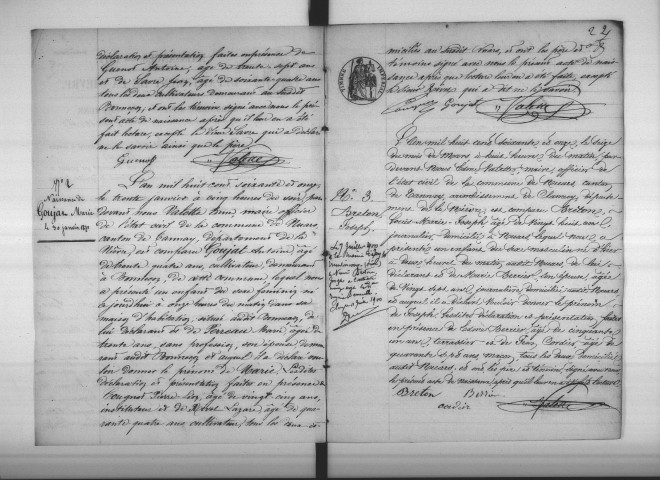 Nuars : actes d'état civil.