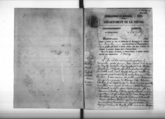 Tazilly : actes d'état civil.