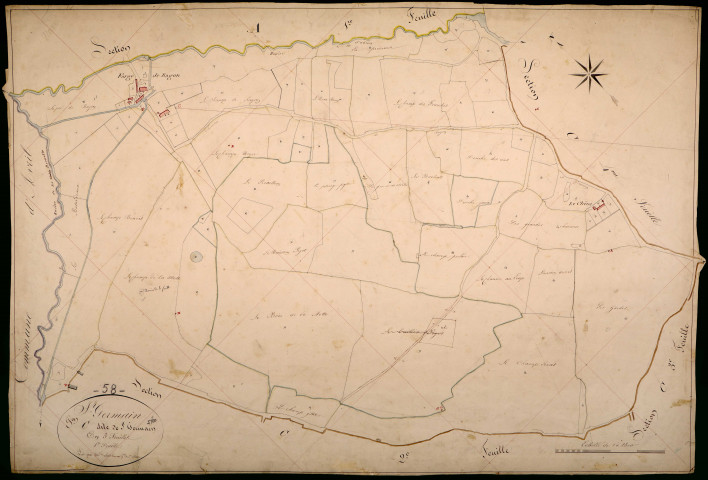Saint-Germain-Chassenay, cadastre ancien : plan parcellaire de la section C dite de Saint-Germain, feuille 1