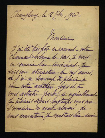 COUGNOT (Lucie), à Champlemy (Nièvre) : 2 lettres.