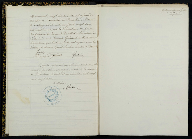 Beaulieu : actes d'état civil.