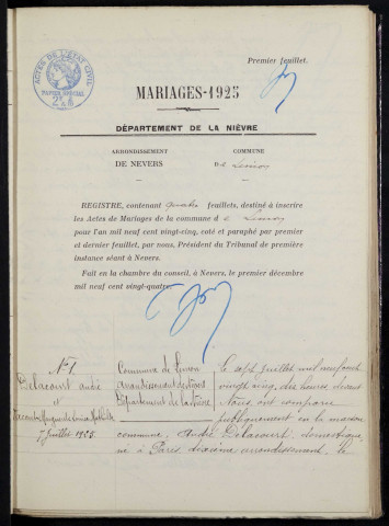 Limon : actes d'état civil.