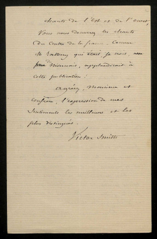 SMITH (Victor), folkloriste, à Montpellier (1826-1882) : 2 lettres.