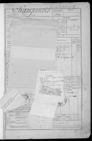 Bureau de Nevers, classe 1911 : fiches matricules n° 1571 à 1863