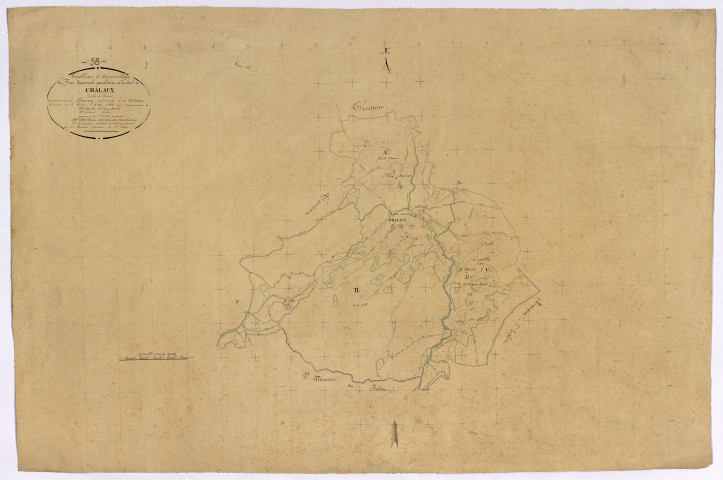 Chalaux, cadastre ancien : tableau d'assemblage