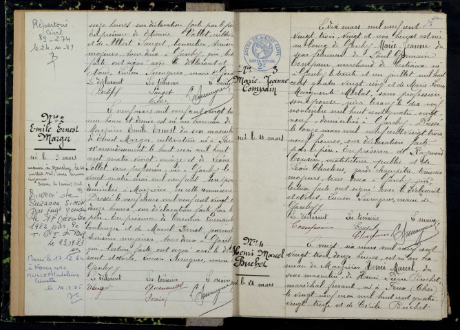 Garchy : actes d'état civil.