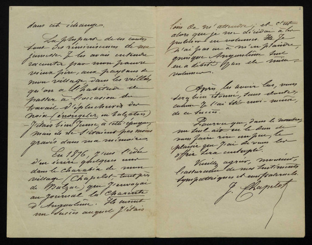 CONDAT (Jean), dit Jean Chapelot, écrivain à Bordeaux (1824-1888) : 1 lettre.