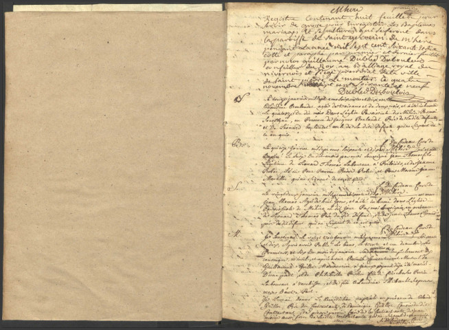 Mhère : registres paroissiaux.