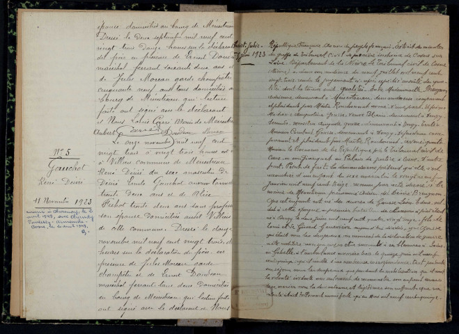 Menestreau : actes d'état civil.