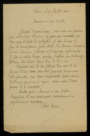 MARON (Albert), critique au Journal de la Nièvre (1848-1908) : 3 lettres.