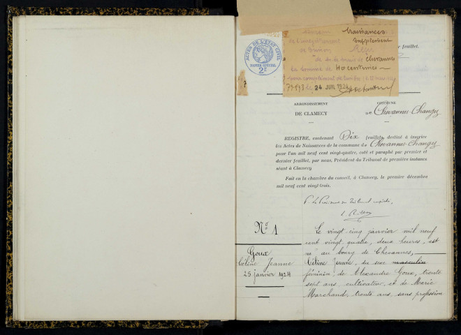 Chevannes-Changy : actes d'état civil.