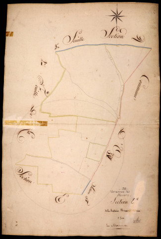 Varennes-lès-Nevers, cadastre ancien : plan parcellaire de la section E dite de la Fontaine Minée et de Chaume, feuille 1