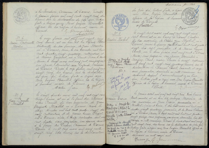 Dornes : actes d'état civil.