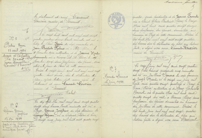 Verneuil : actes d'état civil.