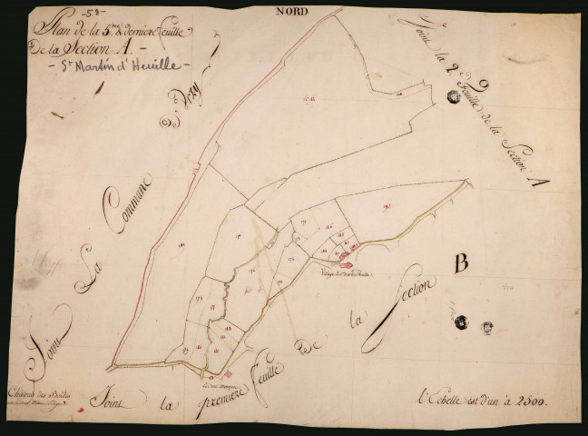 Saint-Martin-d'Heuille, cadastre ancien : plan parcellaire de la section A, feuille 5