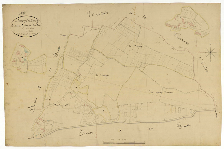 Lurcy-le-Bourg, cadastre ancien : plan parcellaire de la section A dite de Boulon, feuille 3