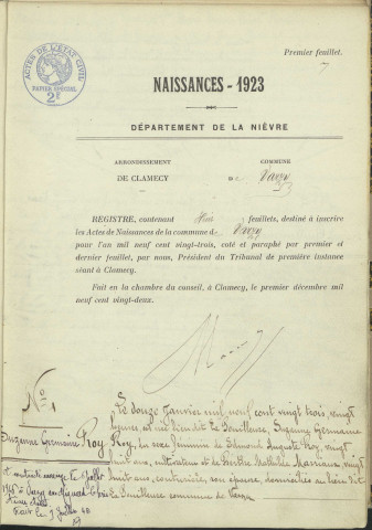 Varzy : actes d'état civil.