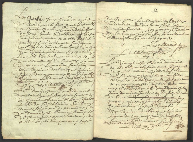 Nuars : registres paroissiaux.