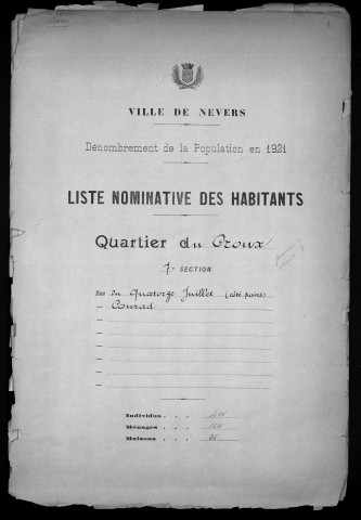 Nevers, Quartier du Croux, 7e section : recensement de 1921