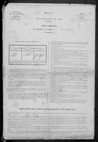 Courcelles : recensement de 1881