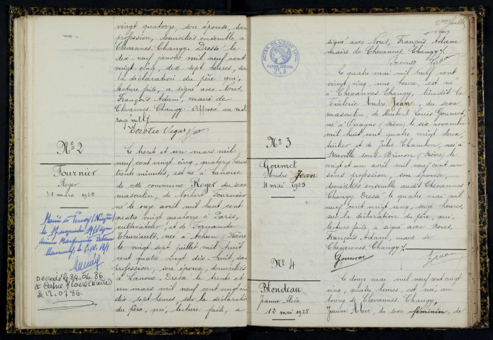 Chevannes-Changy : actes d'état civil.