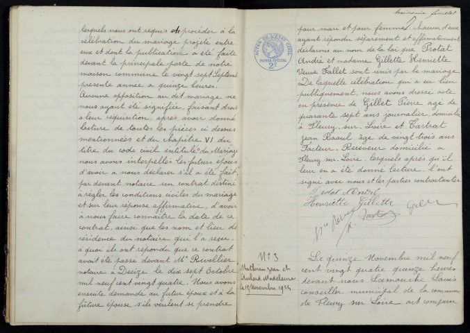 Fleury-sur-Loire : actes d'état civil.