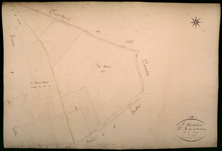 Saint-Andelain, cadastre ancien : plan parcellaire de la section A dite des Bois Chatin, feuille 4