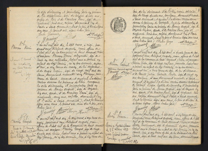 Saint-Amand-en-Puisaye : actes d'état civil, table décennale.