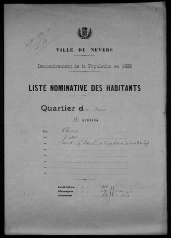Nevers, Quartier du Croux, 24e section : recensement de 1926