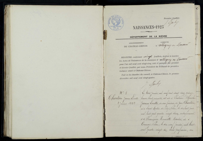 Alligny-en-Morvan : actes d'état civil.