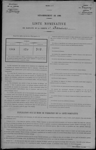 Asnois : recensement de 1906