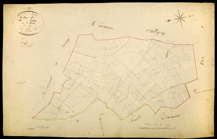 Perroy, cadastre ancien : plan parcellaire de la section A dite des Rabions, feuille 1