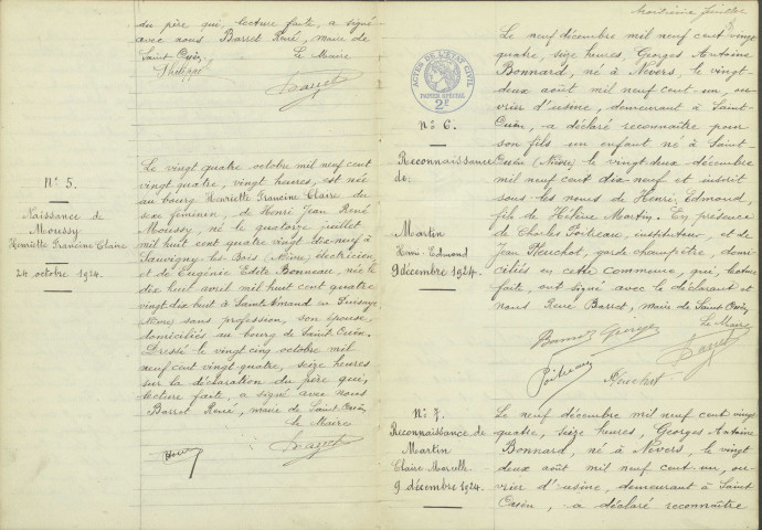 Saint-Ouen-sur-Loire : actes d'état civil.