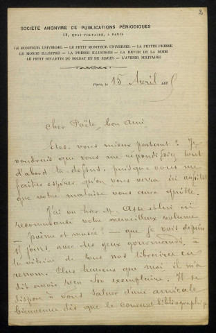LE GUESNIER (Georges), écrivain à Conteville (Eure) (né en 1848) : 2 lettres.