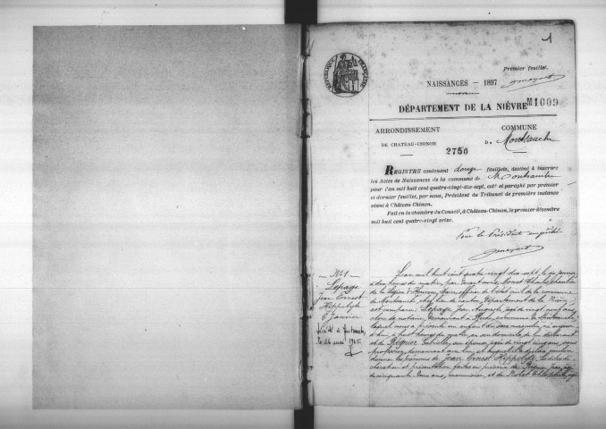 Montsauche-les-Settons : actes d'état civil.