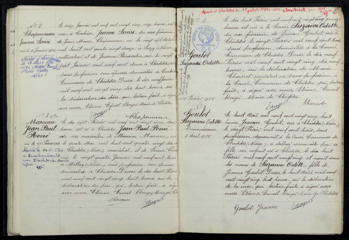 Chiddes : actes d'état civil.