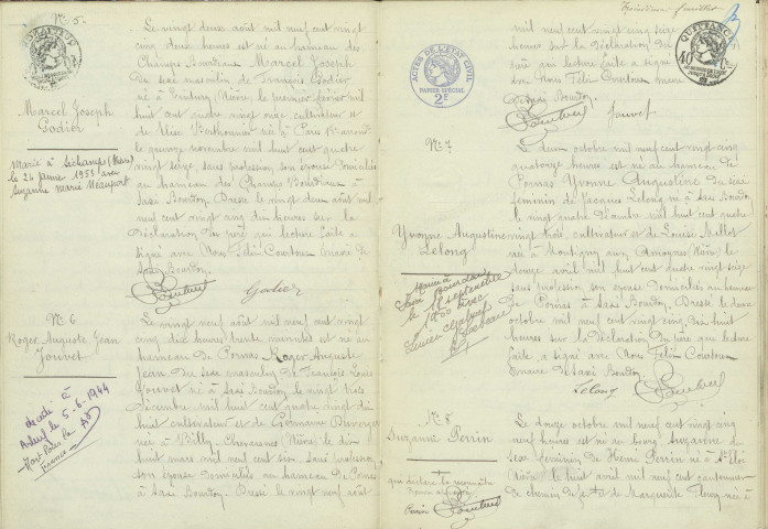 Saxi-Bourdon : actes d'état civil.