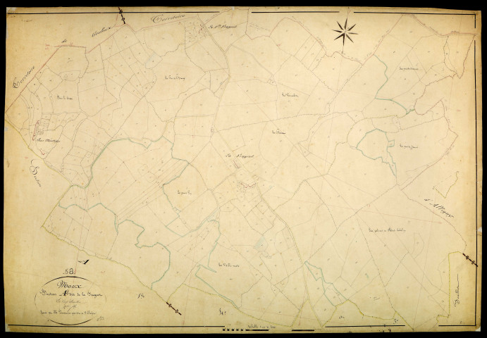 Moux-en-Morvan, cadastre ancien : plan parcellaire de la section A dite de la Fragnot, feuille 2