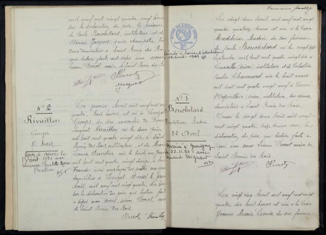 Saint-Benin-des-Bois : actes d'état civil.