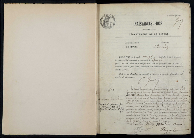 Imphy : actes d'état civil.