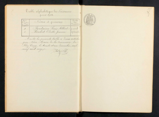 Flez-Cuzy : actes d'état civil.