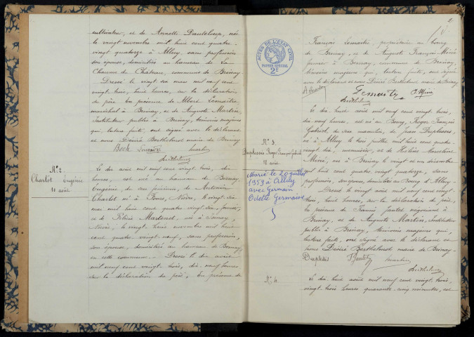 Brinay : actes d'état civil.