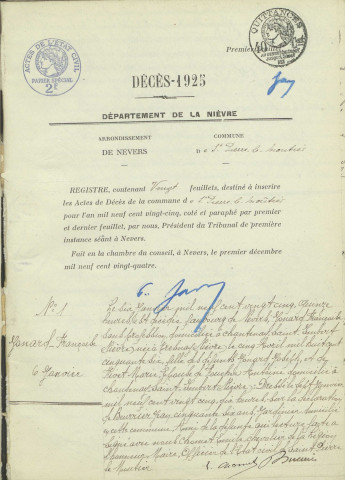 Saint-Pierre-le-Moûtier : actes d'état civil (décès).