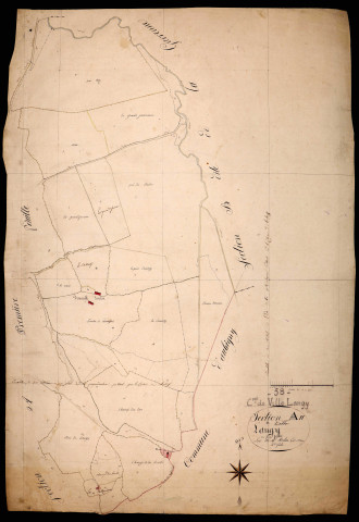 Ville-Langy, cadastre ancien : plan parcellaire de la section H dite de Langy, feuille 2