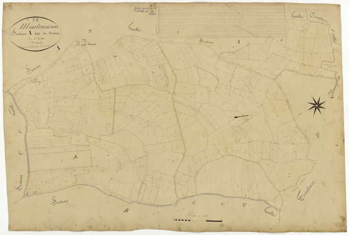 Montenoison, cadastre ancien : plan parcellaire de la section A dite de Noison, feuille 2